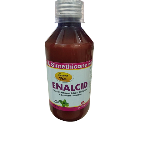 Product Name: ENALCID Syrup (Mint Flavor), Compositions of ENALCID Syrup (Mint Flavor) are Megldrate 400mg  - Simethicone 20mg - JV Healthcare