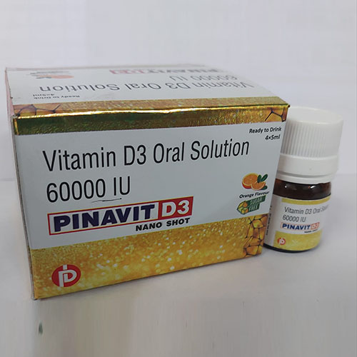 Product Name: Pinavit D3, Compositions of Pinavit D3 are Vitamin D3 Oral Solution 6000 IU - Pinamed Drugs Private Limited