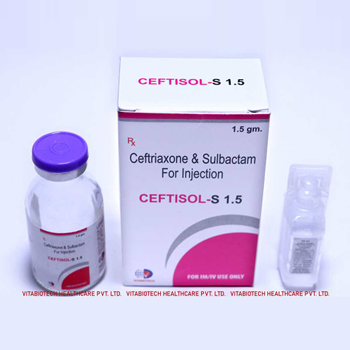 Product Name: Ceftisol S 1.5, Compositions of Ceftisol S 1.5 are Ceftrixone & Sulbactam For Injection - Vitabiotech Healthcare Private Limited