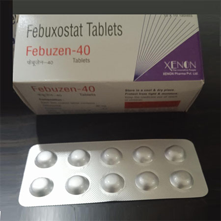 Product Name: Febuzen 40, Compositions of Febuzen 40 are FebuxostateTablets - Xenon Pharma Pvt. Ltd