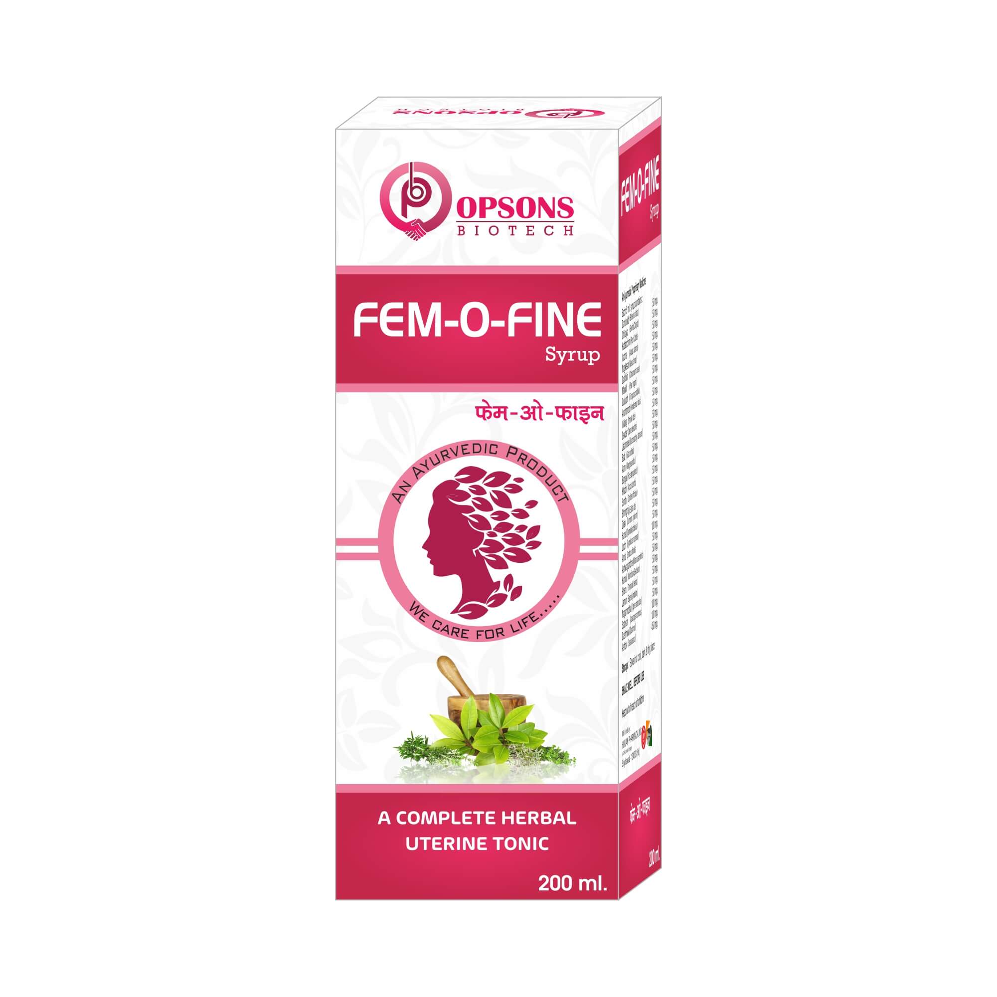 Product Name: Fem o Fine, Compositions of Fem o Fine are A Complete Herbal Uterine Tonic - Opsons Biotech