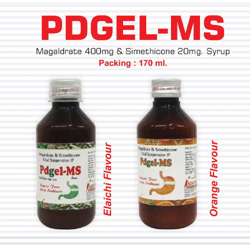 Product Name: Pdgel MS, Compositions of Pdgel MS are magaldrate and simethicone oral suspension IP - Pharma Drugs and Chemicals