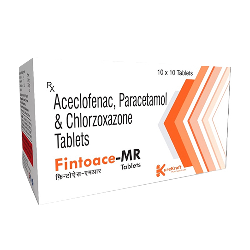 Product Name: FintoaceMR, Compositions of FintoaceMR are Aceclofenac, Paracetamol & Chloroxazone Tablets - KureKraft Pharmaceuticals