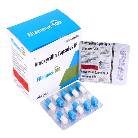 Product Name: Ellanmox 500, Compositions of Ellanmox 500 are Amoxycillin Capsules  IP - Ellanjey Lifesciences