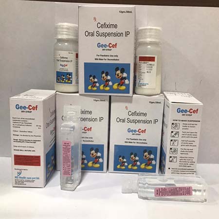 Product Name: Gee cef, Compositions of Gee cef are Cefixime Oral Suspension IP - NG Healthcare Pvt Ltd