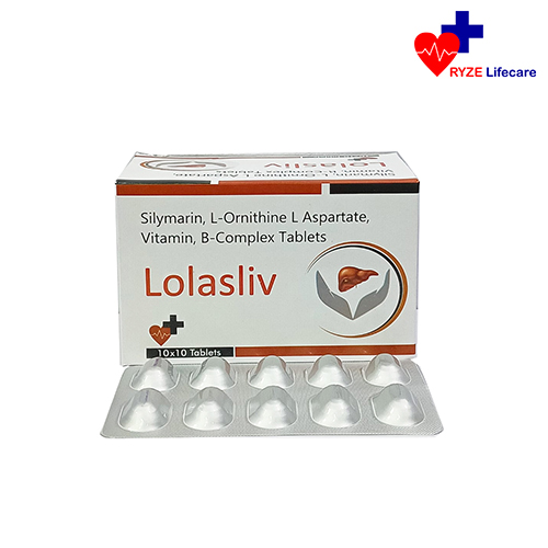 Product Name: LOLASLIV  Tab, Compositions of LOLASLIV  Tab are Silymarin, L-Ornithine L Aspartate, Vitamin, B-Complex Tablets - Ryze Lifecare