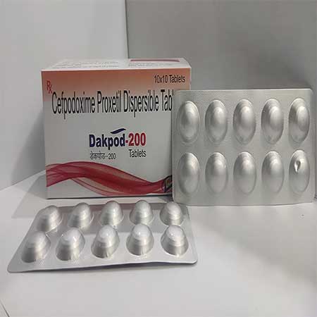 Product Name: Dakpod 200, Compositions of Dakpod 200 are Cefpodoxime Proxtil Dispersible Tablets IP - Dakgaur Healthcare