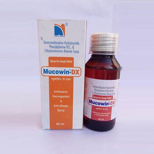 Product Name: Mucowin DX, Compositions of Mucowin DX are Dextromethorphan Hydrobromide,Chlorpheniramine Maleate  & Phenylephrin Hydrochloride  Syrup - Nova Indus Pharmaceuticals