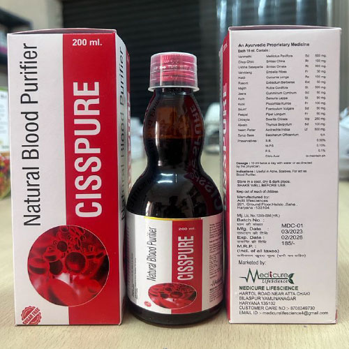 Product Name: Cisspure, Compositions of Cisspure are Natural Blood Purifier - Medicure LifeSciences