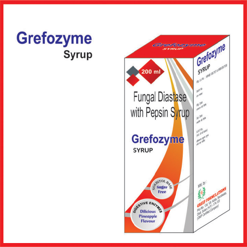 Product Name: Grefozyme, Compositions of Grefozyme are Fungal Diastase & Pepsin Syrup - Greef Formulations