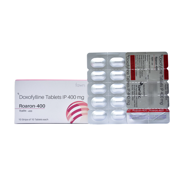 Product Name: ROARON 400, Compositions of ROARON 400 are Doxofylline 400 mg IP - Fawn Incorporation