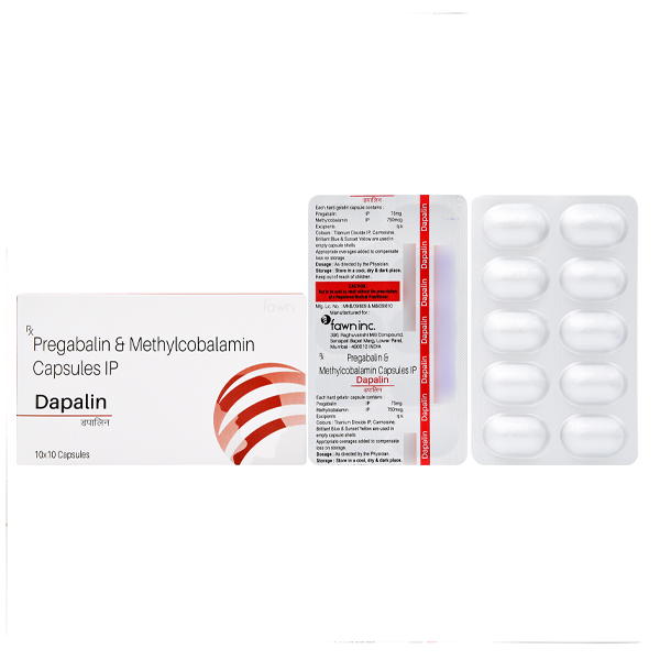 Product Name: DAPALIN, Compositions of Mecobalamin 750 mcg + Pregabalin I.P. 75 mg are Mecobalamin 750 mcg + Pregabalin I.P. 75 mg - Fawn Incorporation