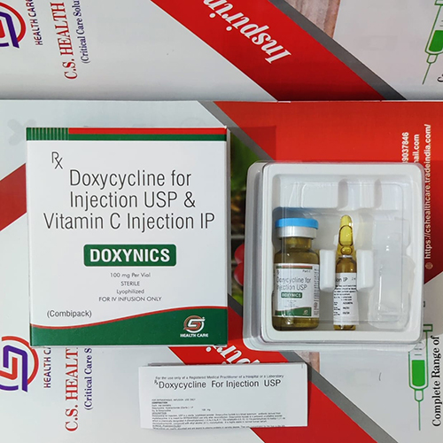 Product Name: DOXYNICS, Compositions of DOXYNICS are Doxycycline for Injection USP & Vitamin C Injection IP - C.S Healthcare