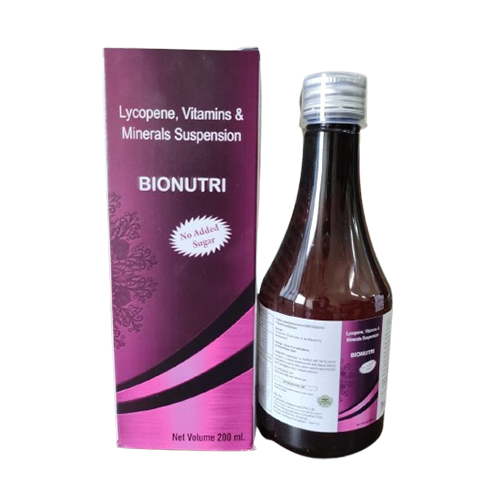 Product Name: BIONUTRI, Compositions of BIONUTRI are Lycopene, Vitamins & Minerals Suspension - Medlo Biotech