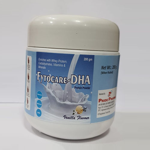 Product Name: Fytocare DHA, Compositions of Fytocare DHA are Enriched with whey Protien,Carbohydrates Vitamins & minerals - Pride Pharma