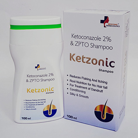Product Name: Ketzonic Shampoo, Compositions of Ketzonic Shampoo are Ketoconazole 2% & ZPTO Shampoo - Ronish Bioceuticals