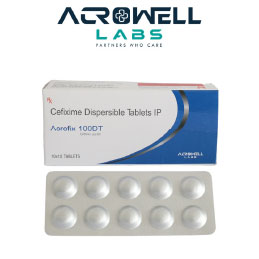 Product Name: Adrofim 100 DT, Compositions of Adrofim 100 DT are Cefixime and Despersible Tablets IP - Acrowell Labs Private Limited