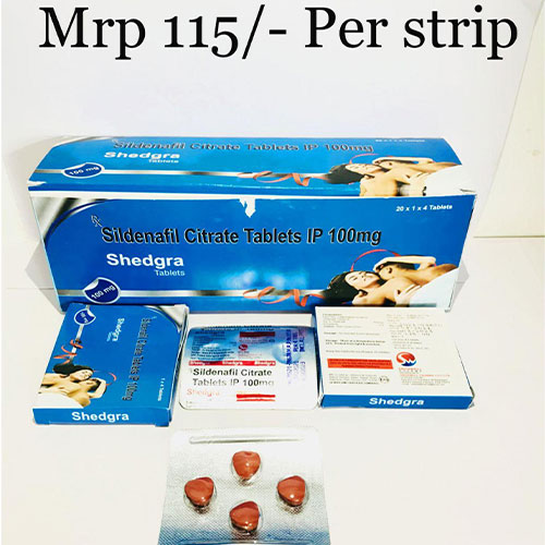 Product Name: Shedgra, Compositions of Shedgra are Sildenafil Citrate - Shedwell Pharma Private Limited