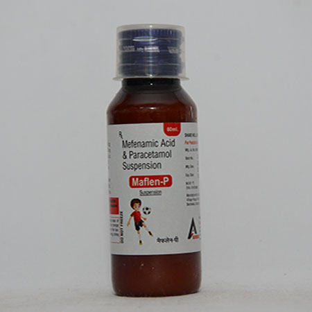 Product Name: MAFLEN P, Compositions of MAFLEN P are Paracetamol & Mefenamic Acid Suspension. - Alencure Biotech Pvt Ltd