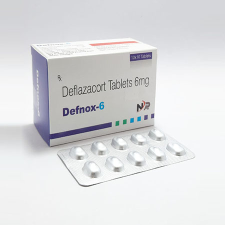 Product Name: Defnox 6, Compositions of Defnox 6 are Deflazacort Tablets 6 mg - Noxxon Pharmaceuticals Private Limited