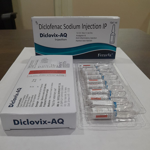 Product Name: Diclovix AQ, Compositions of Diclovix AQ are Diclofenac Sodium Injection IP - Feravix Lifesciences