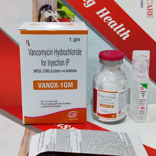 Product Name: VANOX 1GM, Compositions of VANOX 1GM are Vancomycin Hydrochloride for Injection IP - C.S Healthcare