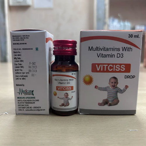 Product Name: VITCISS, Compositions of VITCISS are mutivitamins With Vitamin D3 - Medicure LifeSciences