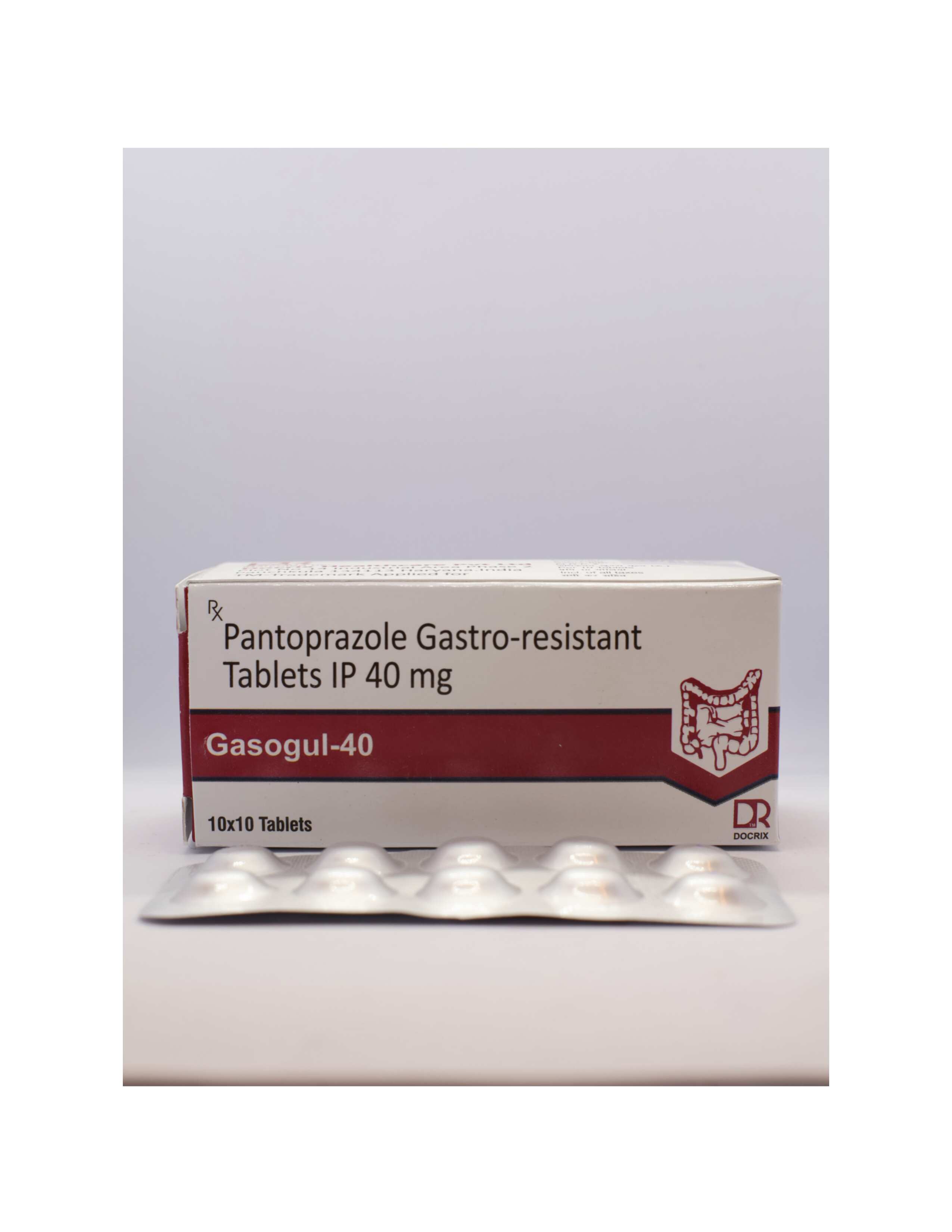 Product Name: Gasogul 40, Compositions of Gasogul 40 are Pantoprazole Gastro-resistant Tablets IP 40 mg - Docrix Healthcare