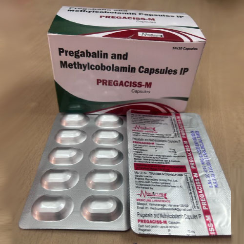 Product Name: Pregaciss M, Compositions of Pregaciss M are Pregabalin and Methylcobalmin Capsules IP - Medicure LifeSciences