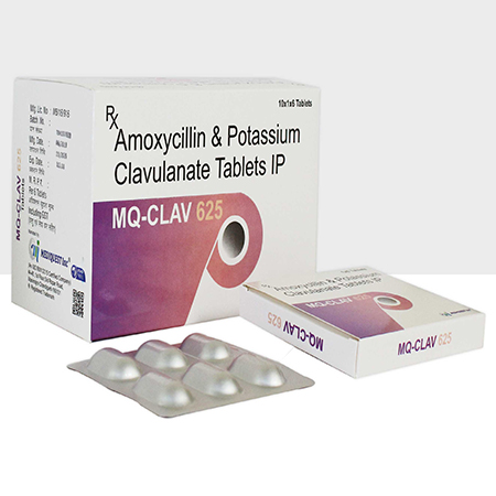 Product Name: MQ CLAV 625, Compositions of MQ CLAV 625 are Amoxycillin & Potassium Clavulanate Tablets IP - Mediquest Inc