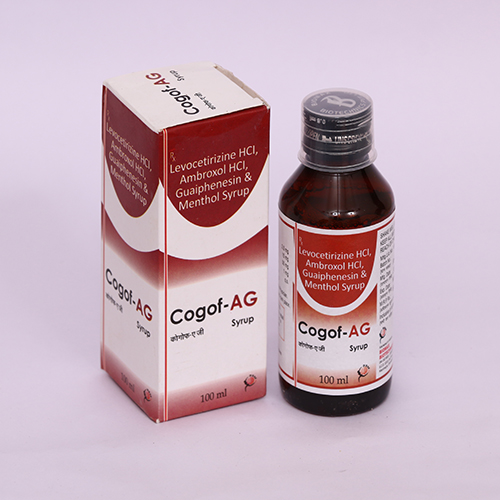 Product Name: COGOF AG, Compositions of COGOF AG are Levocetrizine HCL, Ambroxol HCL, Guaiphensin & Menthol Syrup - Biomax Biotechnics Pvt. Ltd