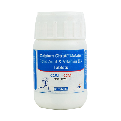 Product Name: CAL CM, Compositions of CAL CM are Calcium Citrate Malate Folic Acid & Vitamin D3 Tablets - Senen Biotech