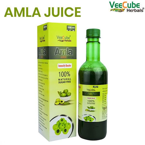 Product Name: AMLA JUICE, Compositions of AMLA JUICE are 100% Natural Sugar Free - Veecube Healthcare Private Limited