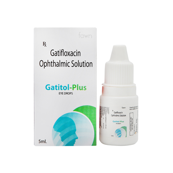 Product Name: GATITOL PLUS, Compositions of GATITOL PLUS are Gatifloxacin 0.3% w/v + Benzalkonium Chloride 0.02% v/v - Fawn Incorporation