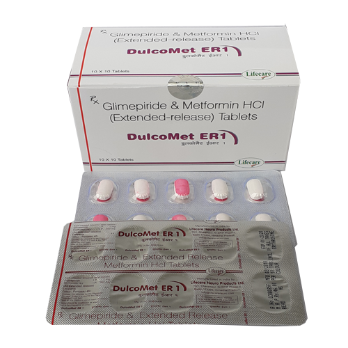 Product Name: Dulocomet ER1, Compositions of Dulocomet ER1 are Glimepiride & Metformin HCL (ER) Tablets - Lifecare Neuro Products Ltd.
