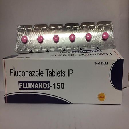 Product Name: FLUNAKOS 150, Compositions of FLUNAKOS 150 are Fluconazole Tablets IP - Apikos Pharma