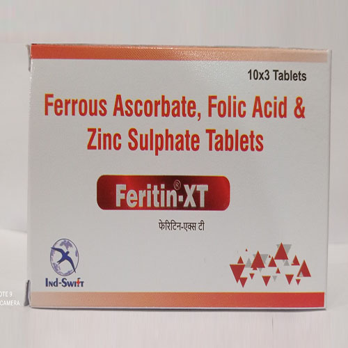 Product Name: Feritin XT, Compositions of Feritin XT are Ferrous Ascorbate,Folic Acid & Zinc Sulphate Tablets - Yazur Life Sciences