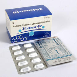 Product Name: Ziblonac SP, Compositions of Ziblonac SP are Aceclofenac & Paracetamol Serratiopeptidase Tablets - Arkle Healthcare Private Limited