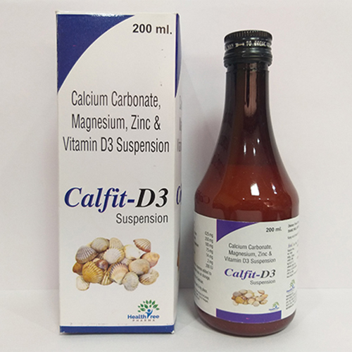 Product Name: Calfit d3, Compositions of Calfit d3 are Calcium Carbonate,Magnesium,Zinc & Vitamin D3 Suspension - Healthtree Pharma (India) Private Limited