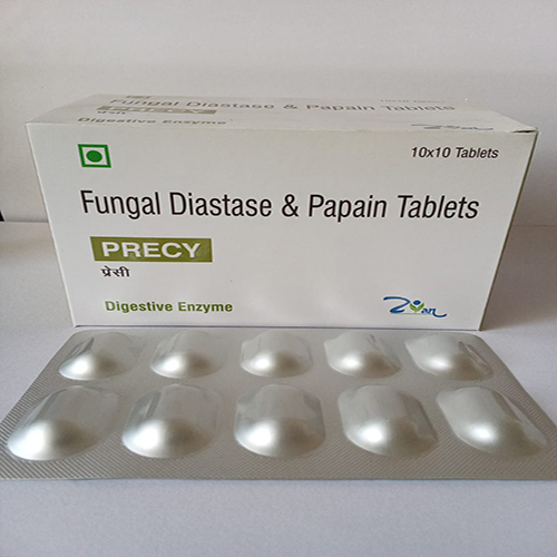 Product Name: PRECY , Compositions of PRECY  are Fungal Diastase & Papain Tablets  - Arlig Pharma