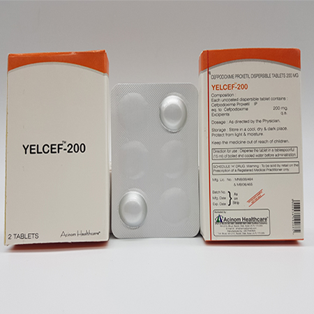 Product Name: Yelcef 200, Compositions of Yelcef 200 are CEFPODOXIME 200 MG - Acinom Healthcare