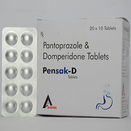 Product Name: PENSAK D, Compositions of PENSAK D are Pantoprazole & Domperidone Tablets - Alencure Biotech Pvt Ltd