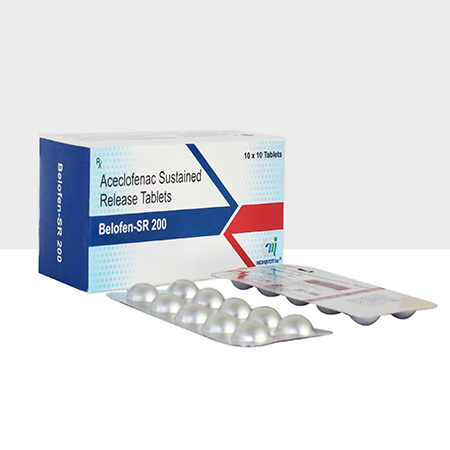 Product Name: BELOFEN SR 200, Compositions of BELOFEN SR 200 are Aceclofenac Sustained Release Tablets - Mediquest Inc