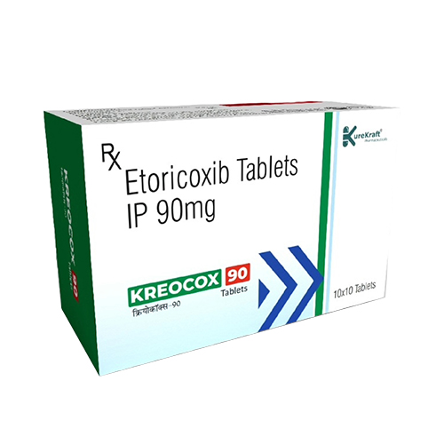 Product Name: Kreocox90, Compositions of Kreocox90 are Etoricoxib Tablets IP 90mg - KureKraft Pharmaceuticals