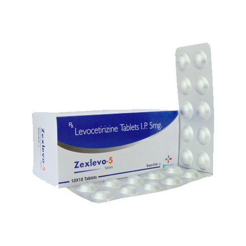 Product Name: Zexlevo 5, Compositions of are Levocetirizine Tablets I.P. 5mg - Zemax Pharma