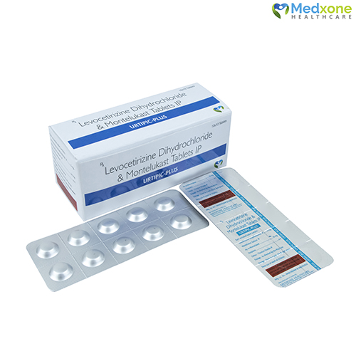 Product Name: URTIPIC PLUS, Compositions of Levocetrizine Dihydrochloride & Montelukast Tablets IP are Levocetrizine Dihydrochloride & Montelukast Tablets IP - Medxone Healthcare