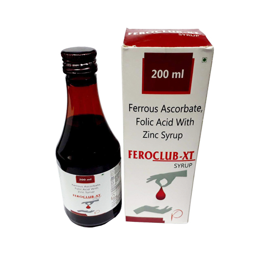 Product Name: Feroclub XT, Compositions of Feroclub XT are Ferrous Ascrobate Folic Acid with Zinc Syrup - Krishlar Pharmaceutical
