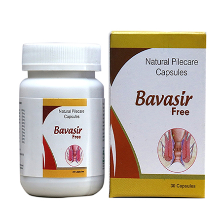 Product Name: Bavasir Free, Compositions of Bavasir Free are Natural Pilecare Capsules - Marowin Healthcare