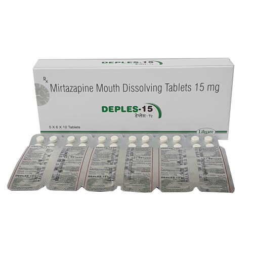 Product Name: Deples 15, Compositions of Deples 15 are Mirtazapine Mouth Dissolving Tablets 15mg - Lifecare Neuro Products Ltd.