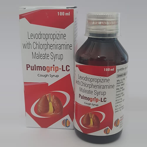 Product Name: Pulmogrip LC, Compositions of Pulmogrip LC are Levodropropizine with Chlorpheniramine Maleate Syrup - Macro Labs Pvt Ltd